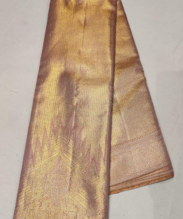 Shimmering Lavender Pure Silk Kanjivaram Saree with All-Over Silver Zari Brocade