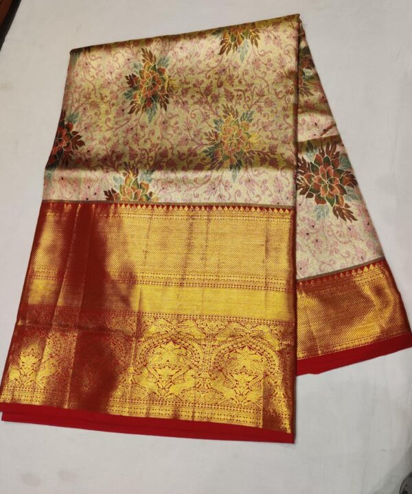 Red and Gold, Heavy Zari, Bridal Pattu, Wedding Saree, All-Over Brocade.