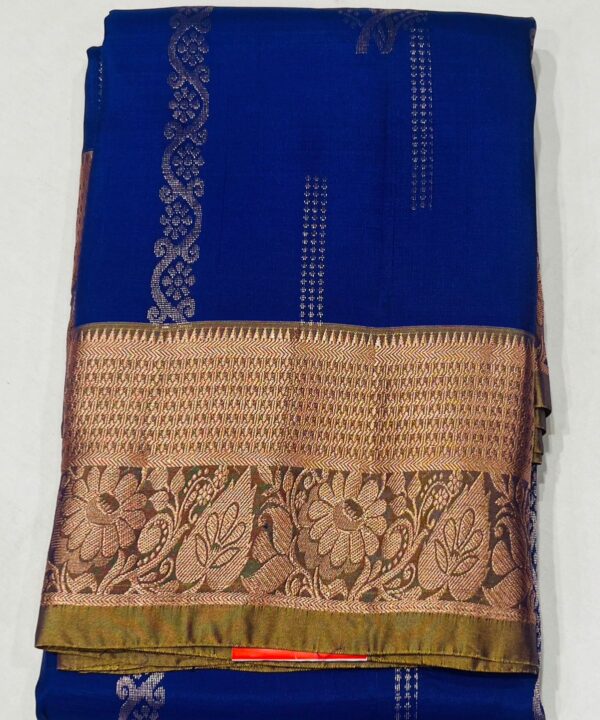 Royal Blue Kanjivaram Silk Saree with  Zari Weaving and Traditional Pallu Design